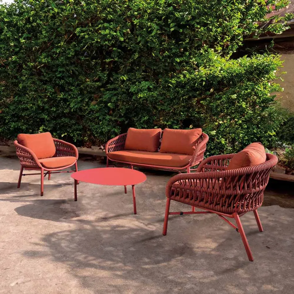 Zahradní židle z hliníku, lana a Marsala nebo bílé látky - Brise Viadurini