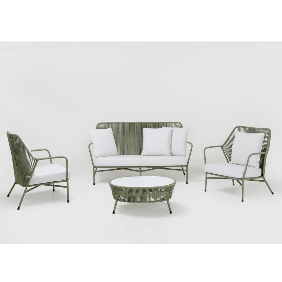 Zahradní křeslo z hliníku a lana - Asteria Viadurini