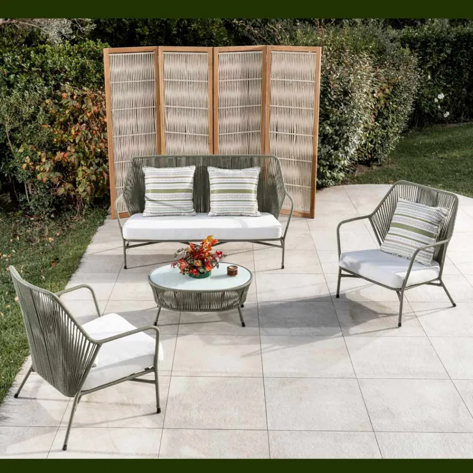 Zahradní křeslo z hliníku a lana - Asteria Viadurini