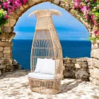 Zahradní křeslo z polyratanové tkaniny s nebílým polštářem - Anteia Viadurini