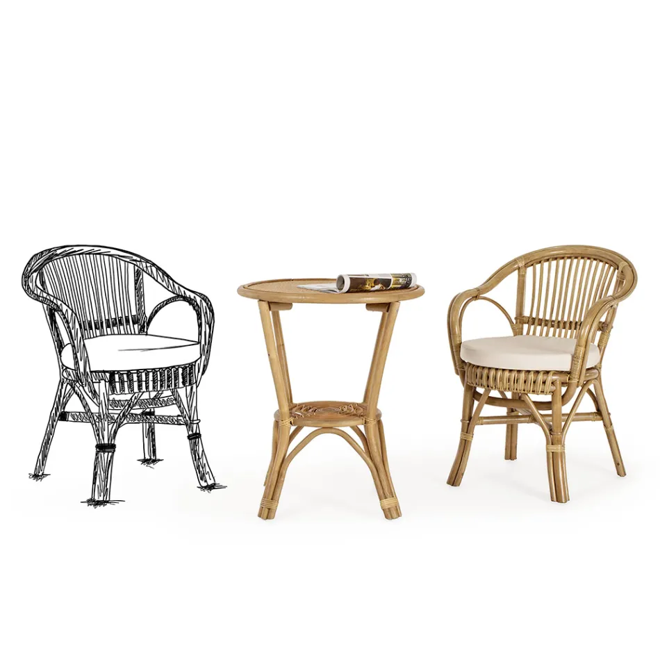 Zahradní křeslo v designu přírodního ratanu pro venkovní použití - sporalizia Viadurini