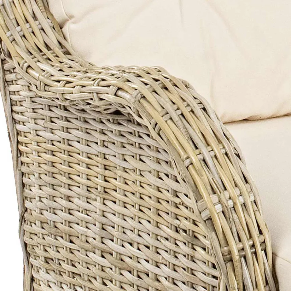 Zahradní křeslo z přírodního ratanu pro venkovní použití s polštáři - Supreme Viadurini