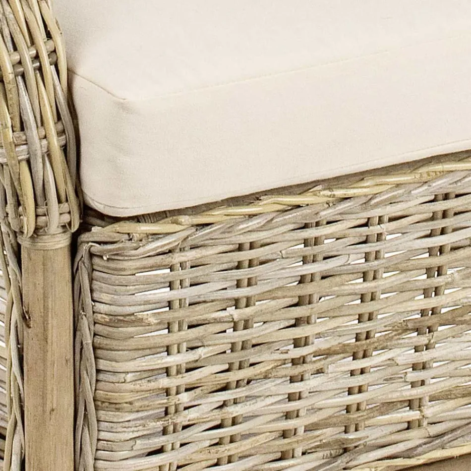 Zahradní křeslo z přírodního ratanu pro venkovní použití s polštáři - Supreme Viadurini
