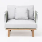 Teakové zahradní křeslo, tkaní lan a polštáře - Bellatrix Viadurini