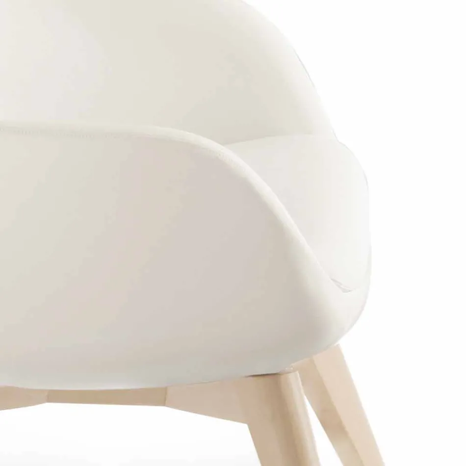 Křeslo do obývacího pokoje s podnožkou z kůže a dřeva vyrobené v Itálii - Butterfly Viadurini