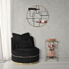 Čalouněné a čalouněné křeslo do obývacího pokoje z látky s dekoracemi - nášivka Viadurini