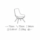 Křeslo do obývacího pokoje v kůži a látce s dřevěnou základnou vyrobené v Itálii - Ama Viadurini