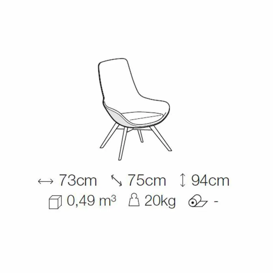 Křeslo do obývacího pokoje v kůži a látce s dřevěnou základnou vyrobené v Itálii - Ama Viadurini