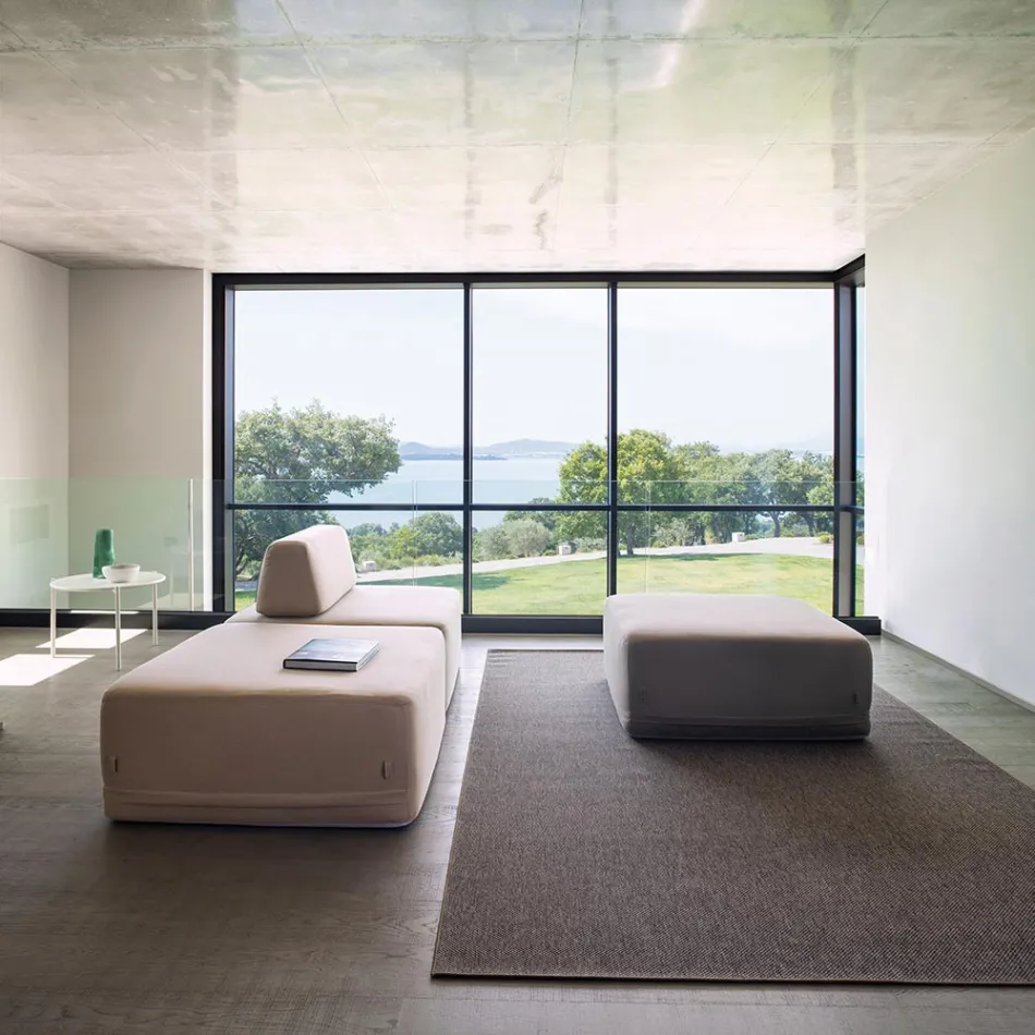 Čtvercové křeslo do obývacího pokoje čalouněné látkou Made in Italy - Lilium Viadurini