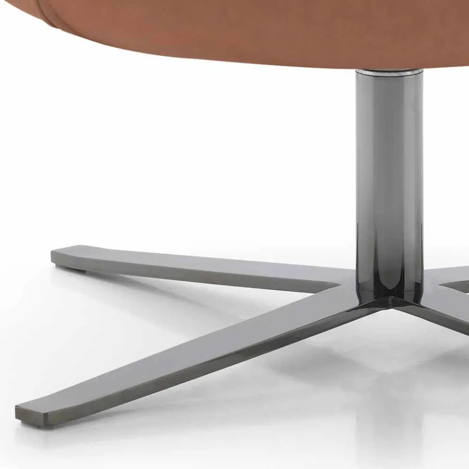 Otočné křeslo do obývacího pokoje z kůže a kovu vyrobené v Itálii - Butterfly Viadurini