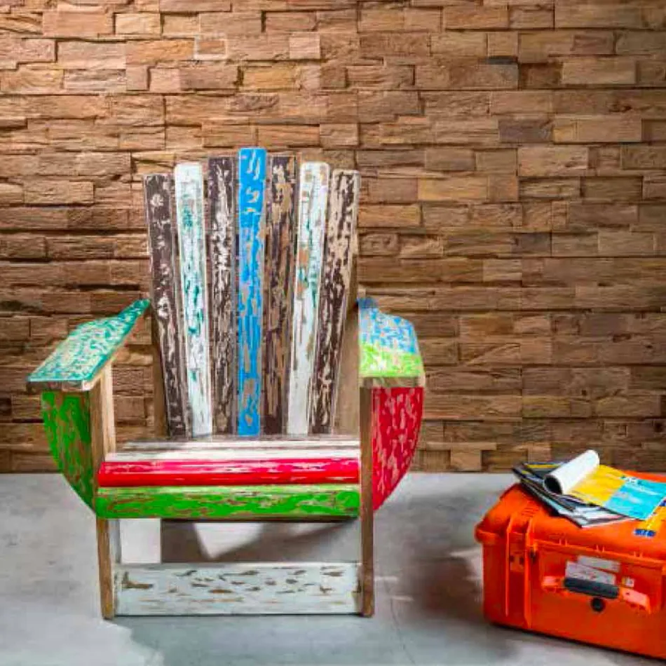 Křeslo z obývacího pokoje z masivního teaku - Boatta Viadurini