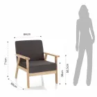 Křeslo do obývacího pokoje z masivního borovicového dřeva a tmavě šedé látky - Basilicata Viadurini