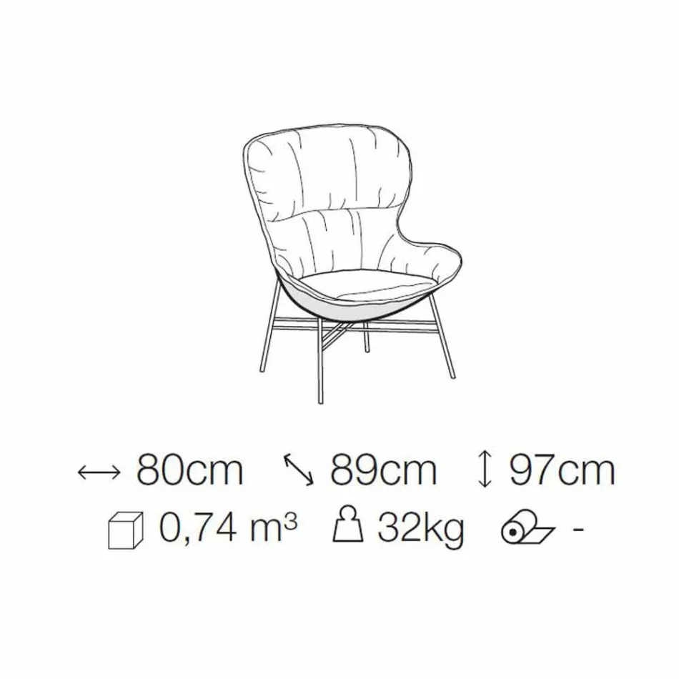 Křeslo do obývacího pokoje v kůži a látce s pochromovanou základnou vyrobené v Itálii - Litchi Viadurini