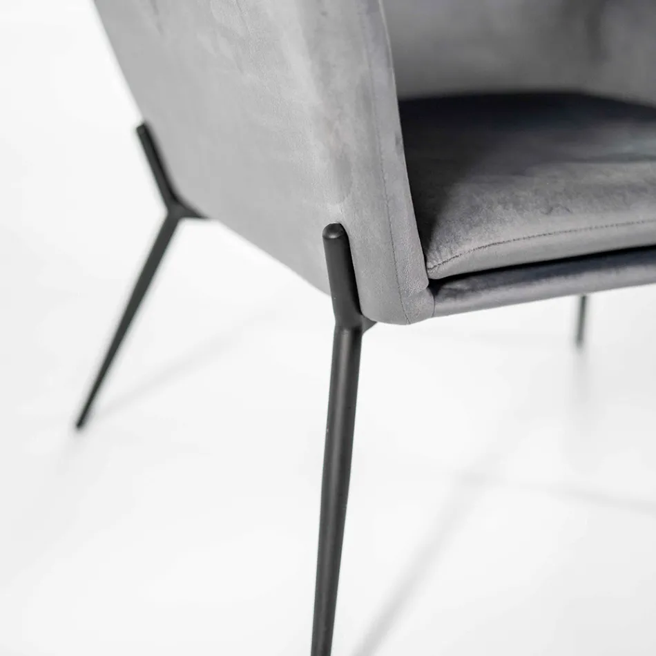 Křeslo do obývacího pokoje v sametu různých barev a kovové základně - Itálie Viadurini