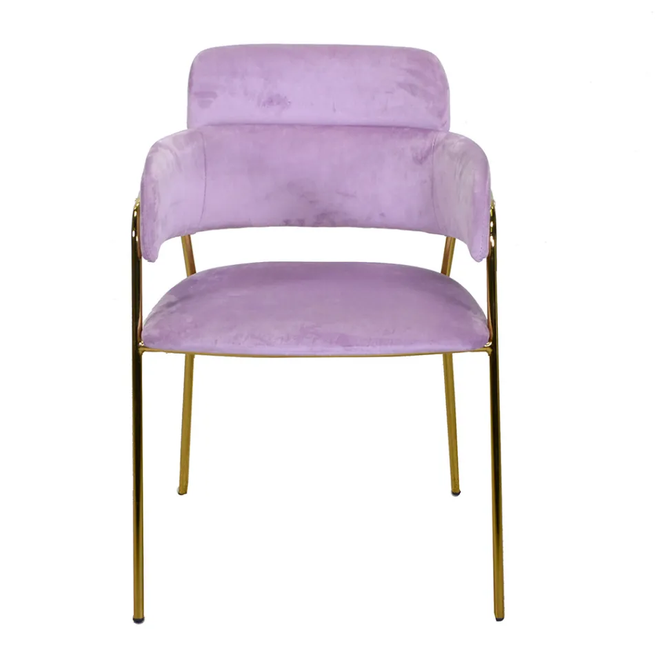 Křeslo do obývacího pokoje ze zlatého kovu a sametu - vlajka Viadurini