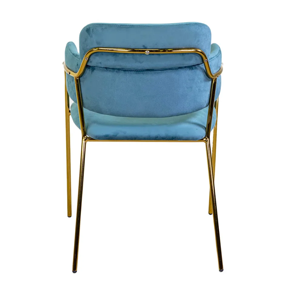 Křeslo do obývacího pokoje ze zlatého kovu a sametu - vlajka Viadurini