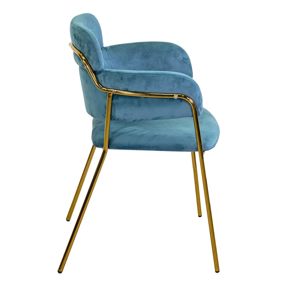 Křeslo do obývacího pokoje ze zlatého kovu a sametu - vlajka Viadurini