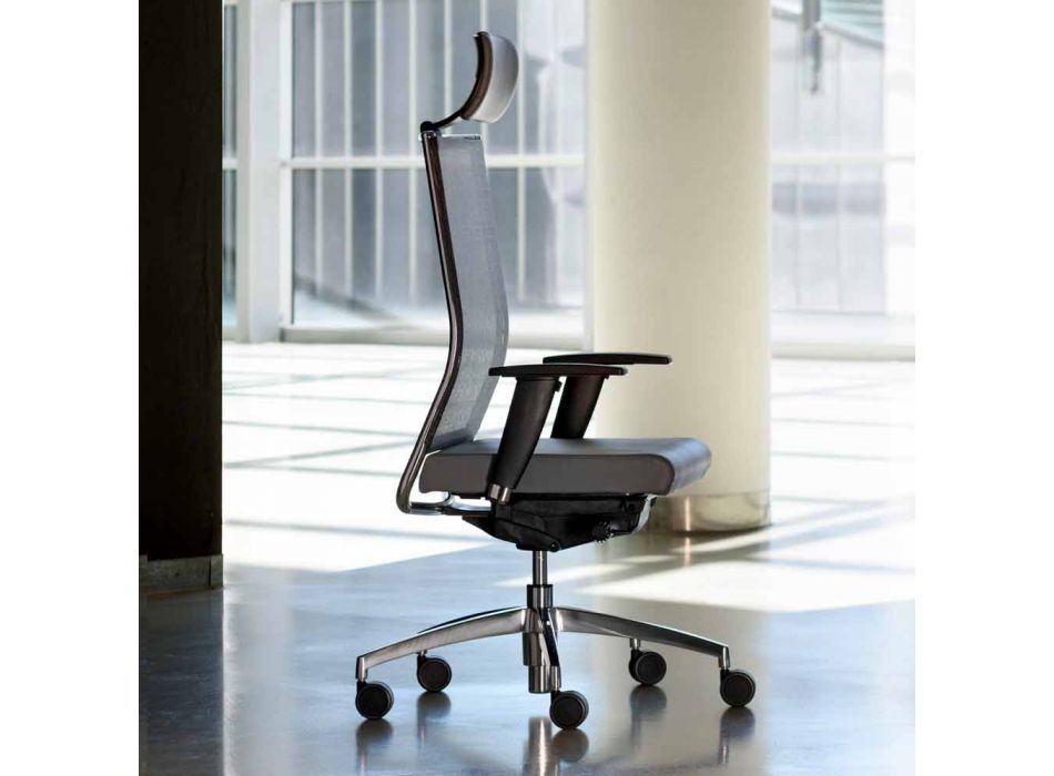 Ergonomická otočná kancelářská židle s kolečky a opěrkou hlavy - Gimiglia Viadurini
