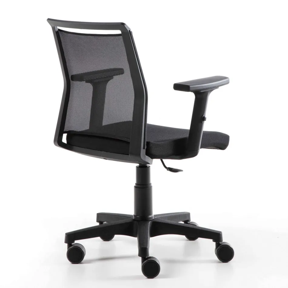 Otočné kancelářské křeslo z technické látky a černé síťoviny - Daria Viadurini