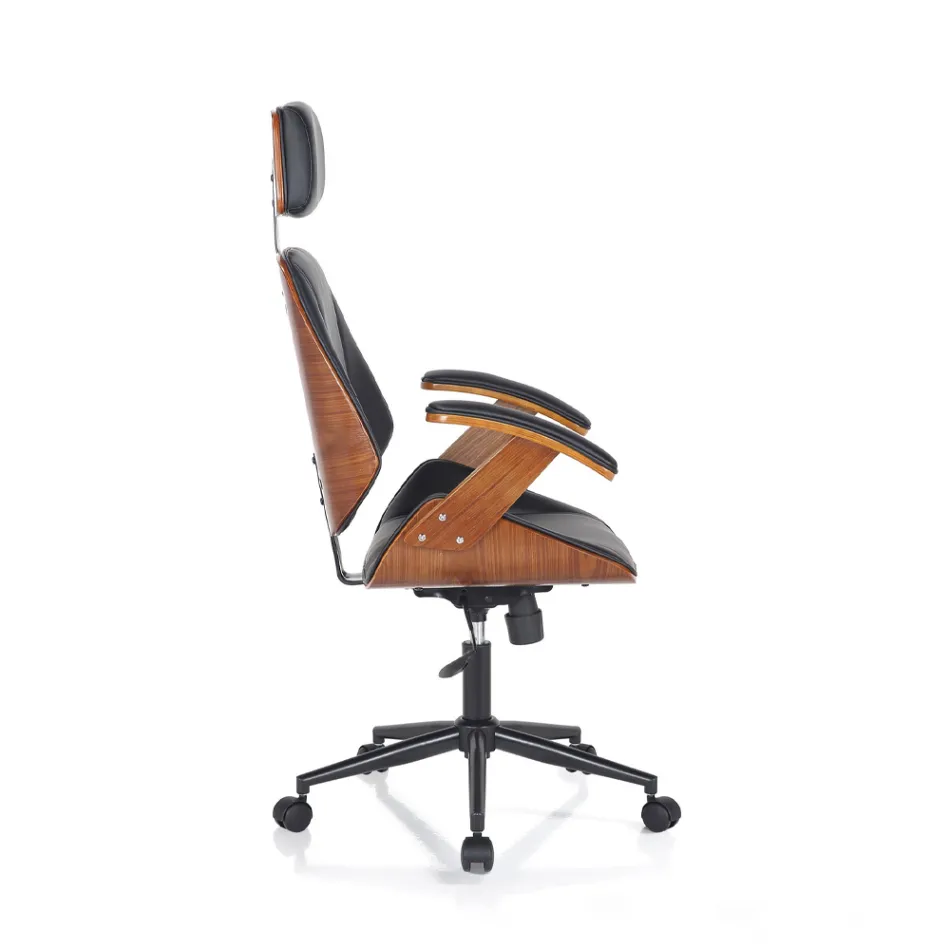 Kancelářské křeslo ze dřeva, syntetické kůže a kovu - Alaccia Viadurini