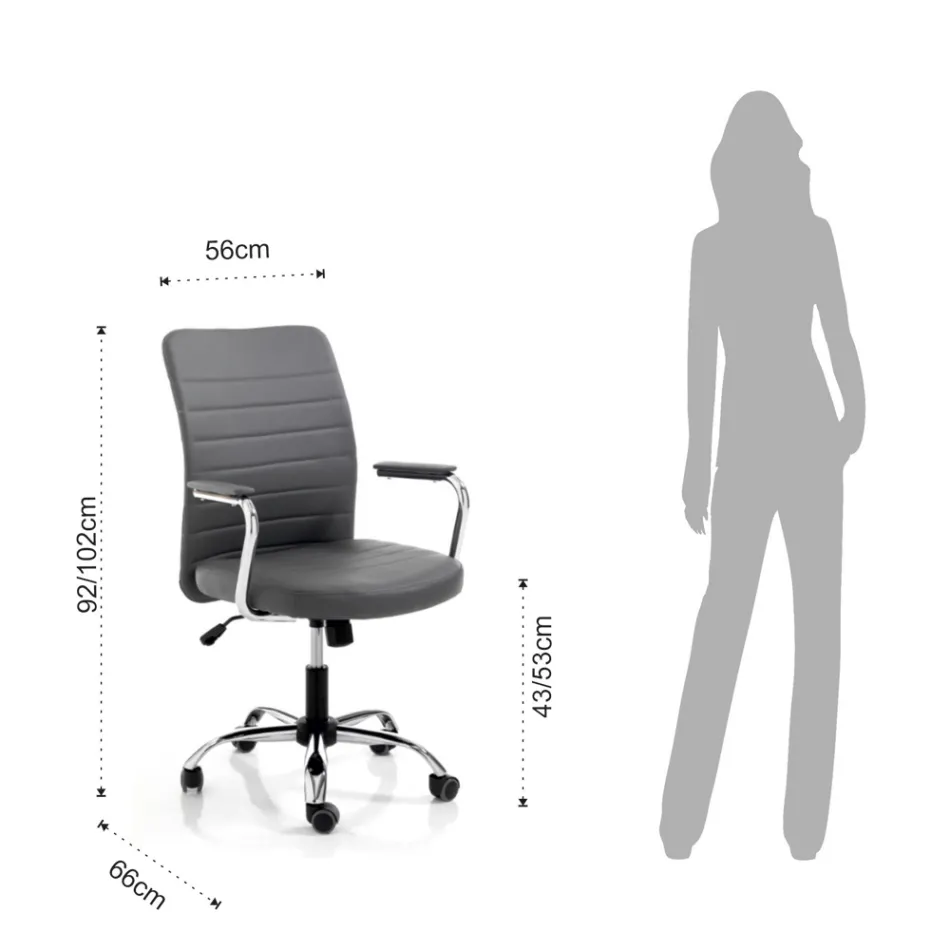 Kožené kancelářské křeslo a nastavitelný plynový výtah - Radon Viadurini