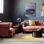 Klasické designové křeslo v barvě dřeva a šedé nebo růžového sametu - Sanny Viadurini