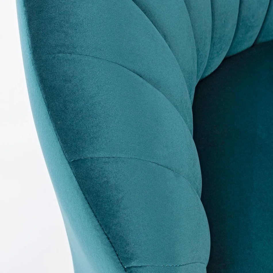 Elegantní designové křeslo Luxusní obývací pokoj z oceli a sametu - Courtney Viadurini