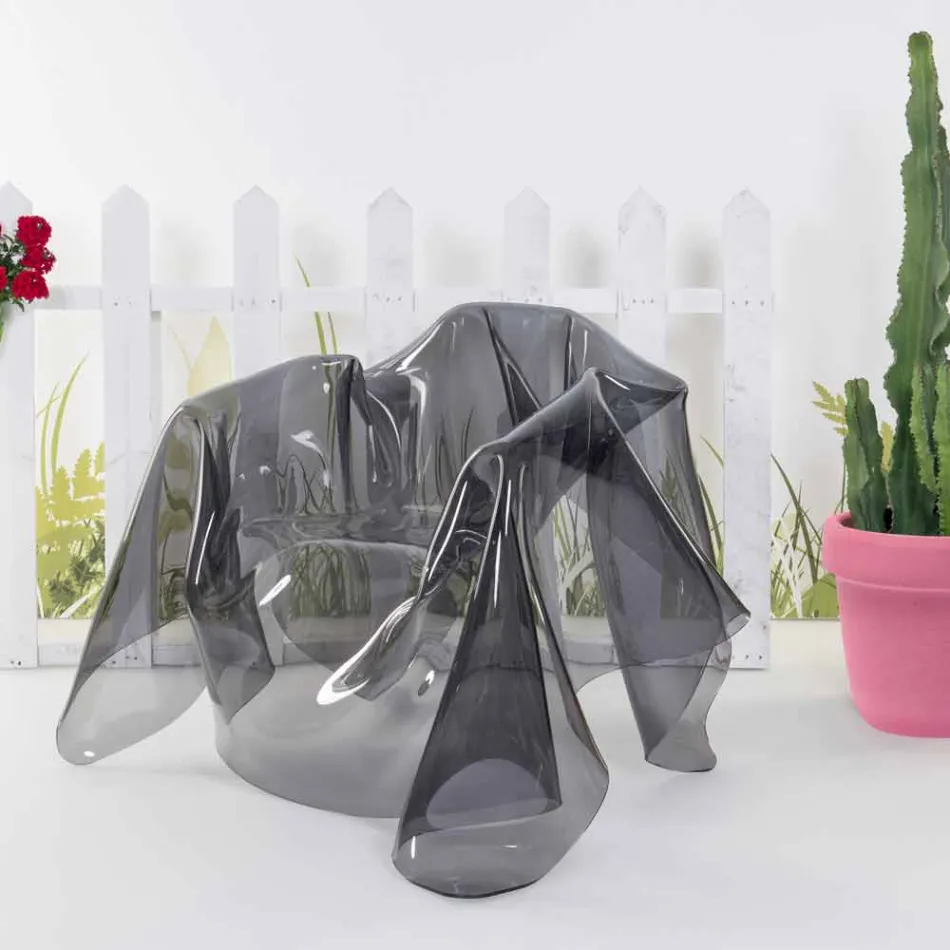 Křeslo moderní design uzeným plexiskla Paříž, made in Italy Viadurini