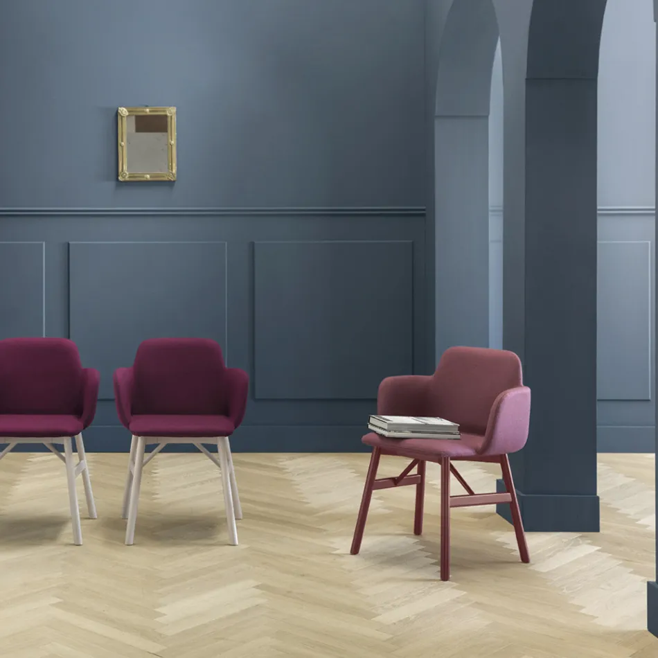 Vysoce kvalitní křeslo se sametovým nebo látkovým sedákem Made in Italy - Molde Viadurini