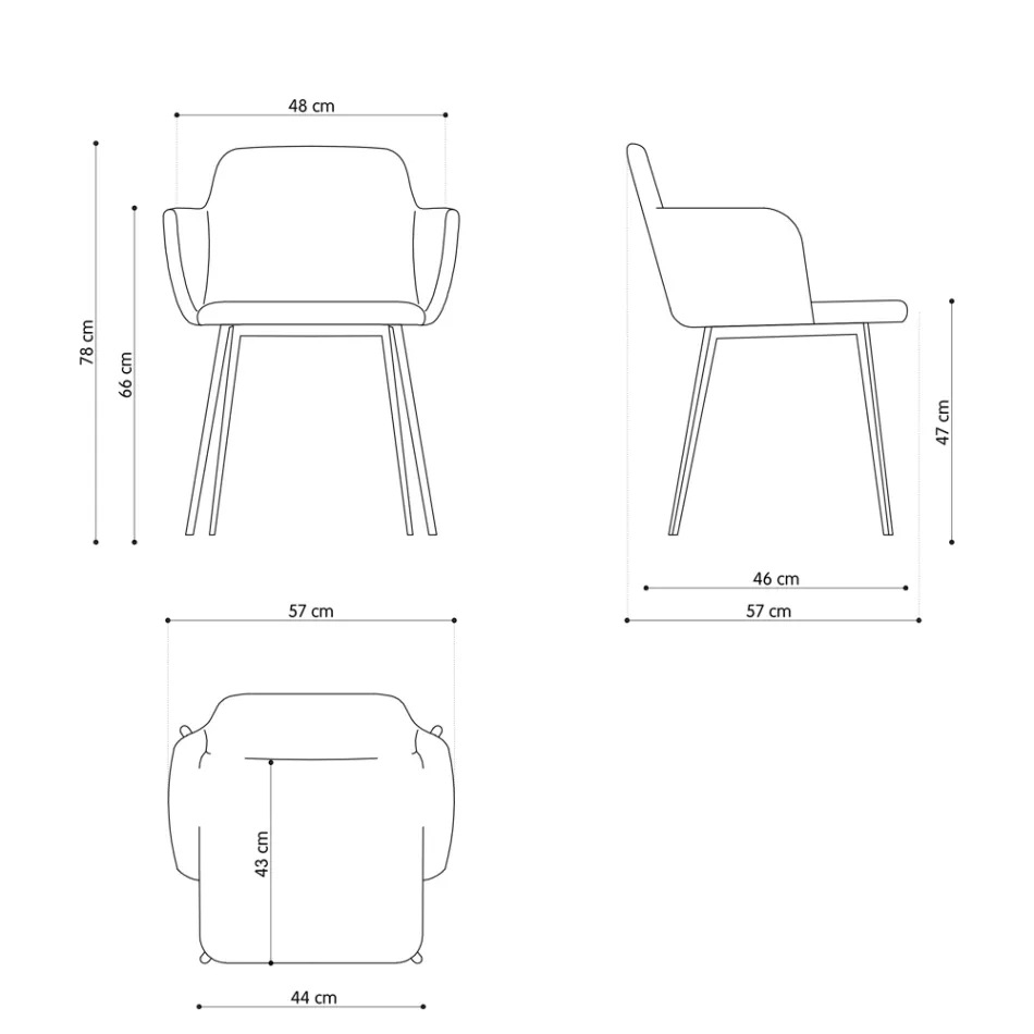 Vysoce kvalitní křeslo z kůže a lakovaného kovu Made in Italy - Molde Viadurini
