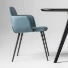 Vysoce kvalitní křeslo z kůže a lakovaného kovu Made in Italy - Molde Viadurini