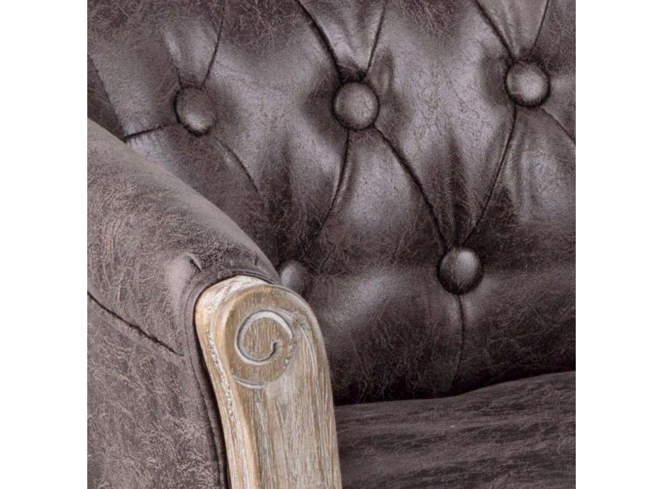 Klasické designové křeslo ze dřeva a sedáku s ekokůží - Katen Viadurini