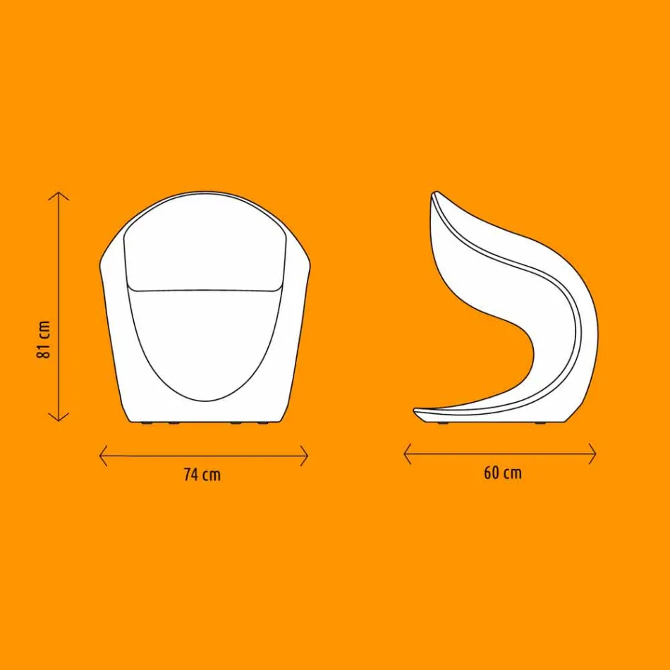 Křeslo s vnitřním nebo vnějším designem z bílého polyethylenu - Petra od Myyour Viadurini