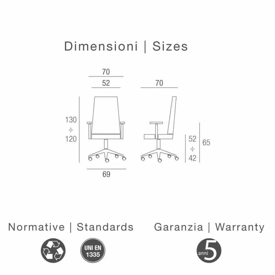 Moderní výkonný židle Office koženka Gemma Viadurini