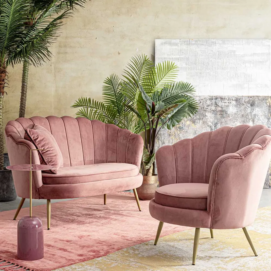 Elegantní čalouněné křeslo do obývacího pokoje Velvet Effect 3 povrchové úpravy - Geppy Viadurini