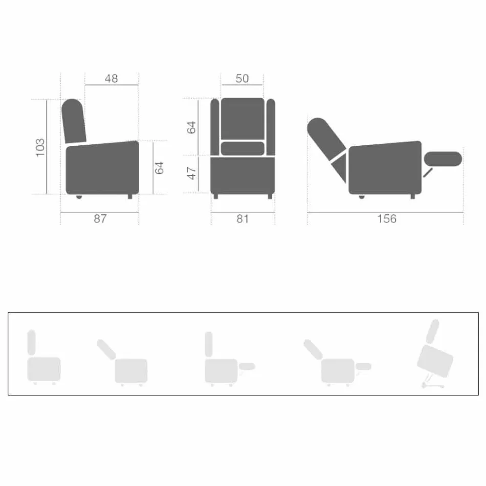 Elektrické křeslo s funkcí Lift & Relax s 2 motory vyrobené v Itálii - Marlene Viadurini