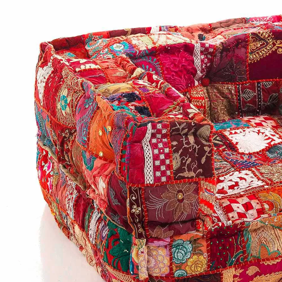 Ethnic Lounge Armchair v Patchwork Fabric a Velvet - Fiber Viadurini