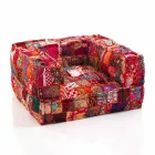 Ethnic Lounge Armchair v Patchwork Fabric a Velvet - Fiber Viadurini