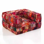 Ethnic Lounge Armchair v Patchwork Fabric a Velvet - Fiber Viadurini
