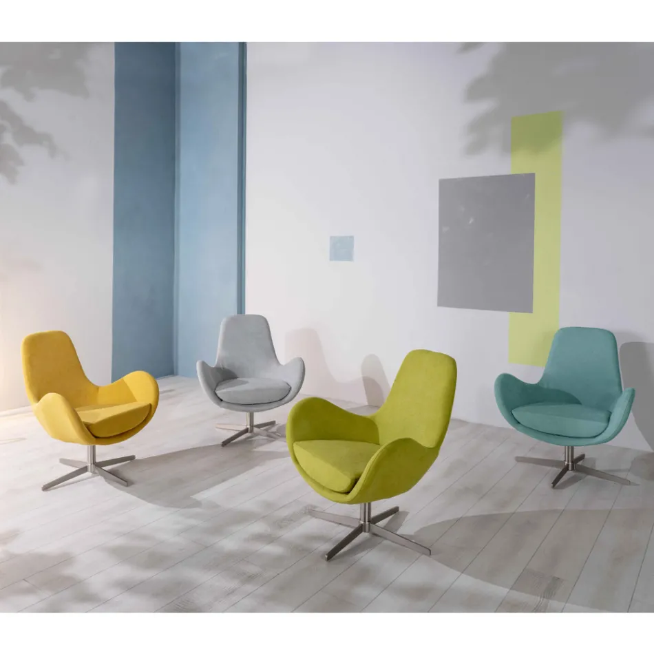 Otočné křeslo s kovovou základnou a látkovým sedákem - Sereno Viadurini