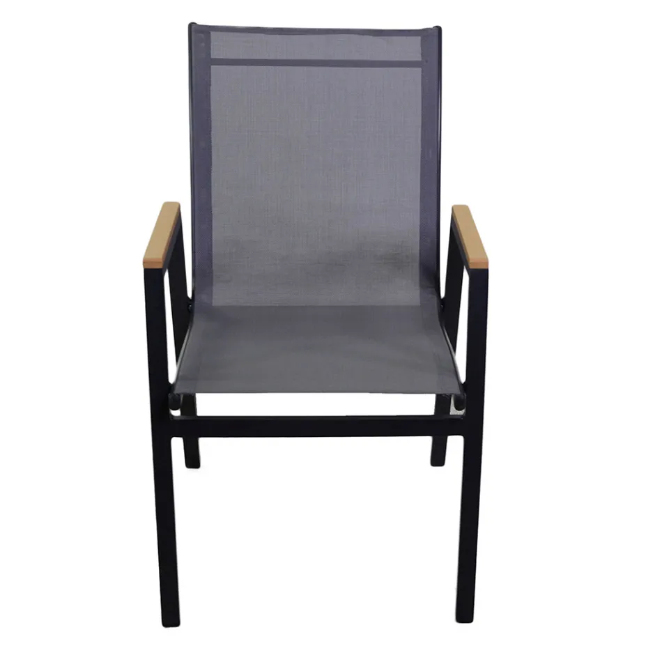 Křeslo z hliníku a textilenu s područkami z polywoodového dřeva - Diary Viadurini