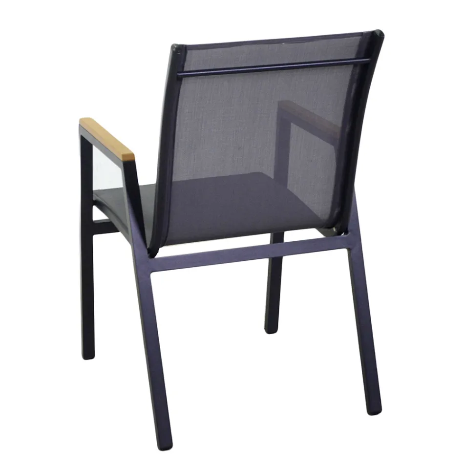 Křeslo z hliníku a textilenu s područkami z polywoodového dřeva - Diary Viadurini