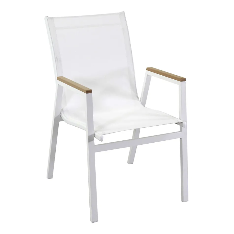 Křeslo z hliníku a textilenu s područkami z polywoodového dřeva - Diary Viadurini