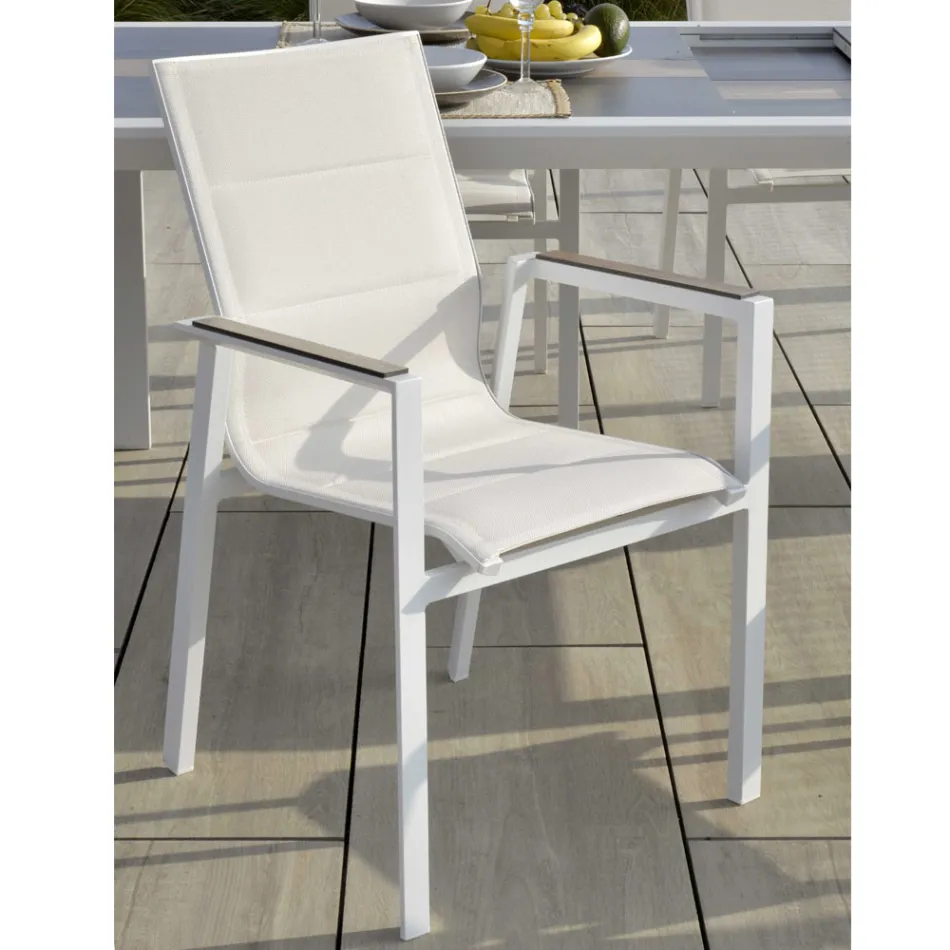 Křeslo z hliníku a textilenu s vložkou v područkách z HPL - Righello Viadurini