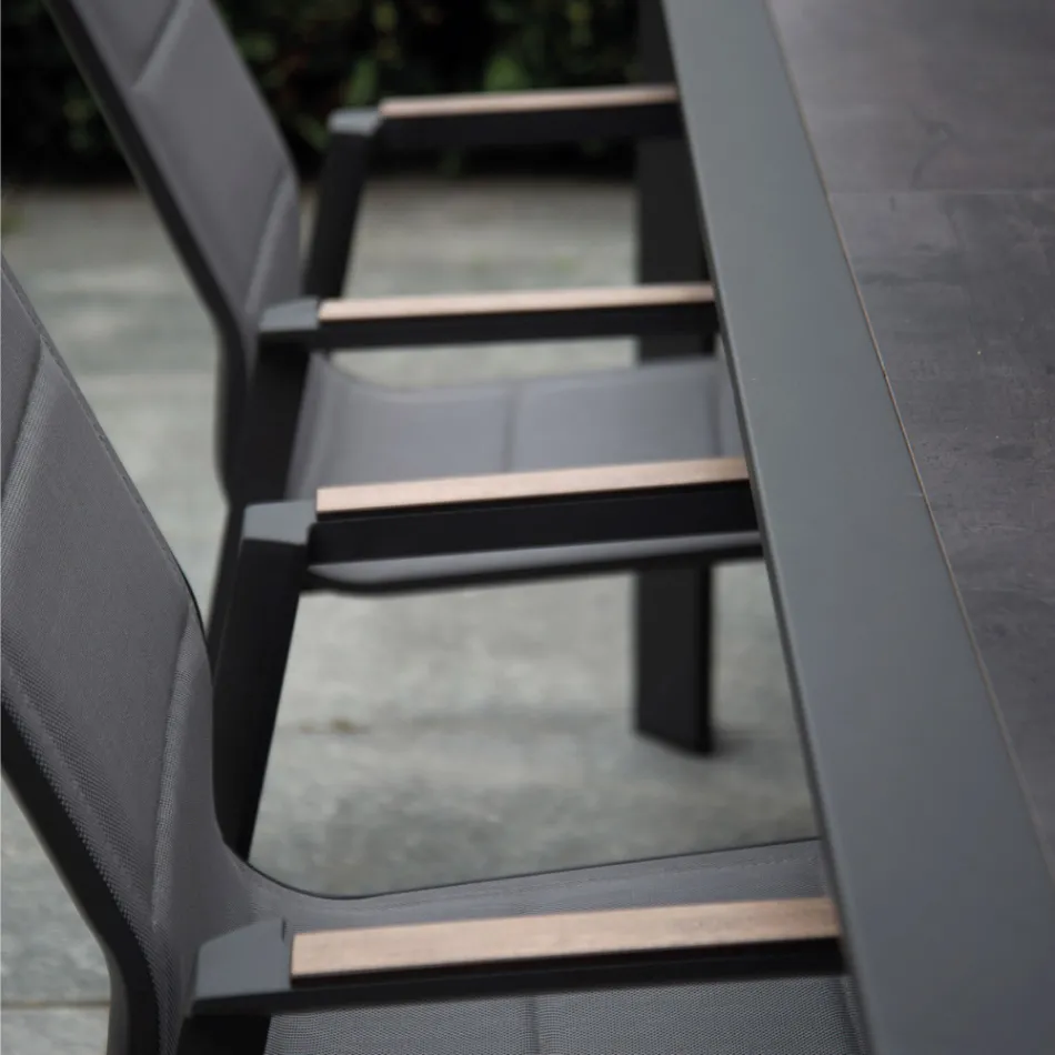 Křeslo z hliníku a textilenu s vložkou v područkách z HPL - Righello Viadurini