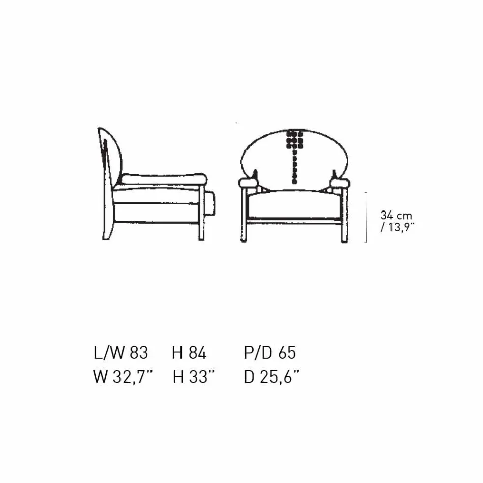 Křeslo z černého mořeného jasanu s bavlněným čalouněním Made in Italy - Peleo Viadurini