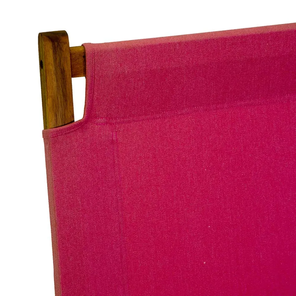 Křeslo z akáciového dřeva a směsové tkaniny bavlna/polyester - Bottega Viadurini