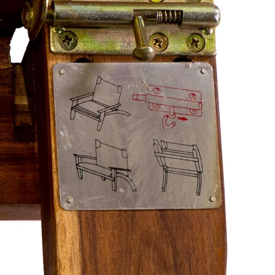 Křeslo z akáciového dřeva a směsové tkaniny bavlna/polyester - Bottega Viadurini