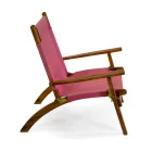 Křeslo z akáciového dřeva a směsové tkaniny bavlna/polyester - Bottega Viadurini