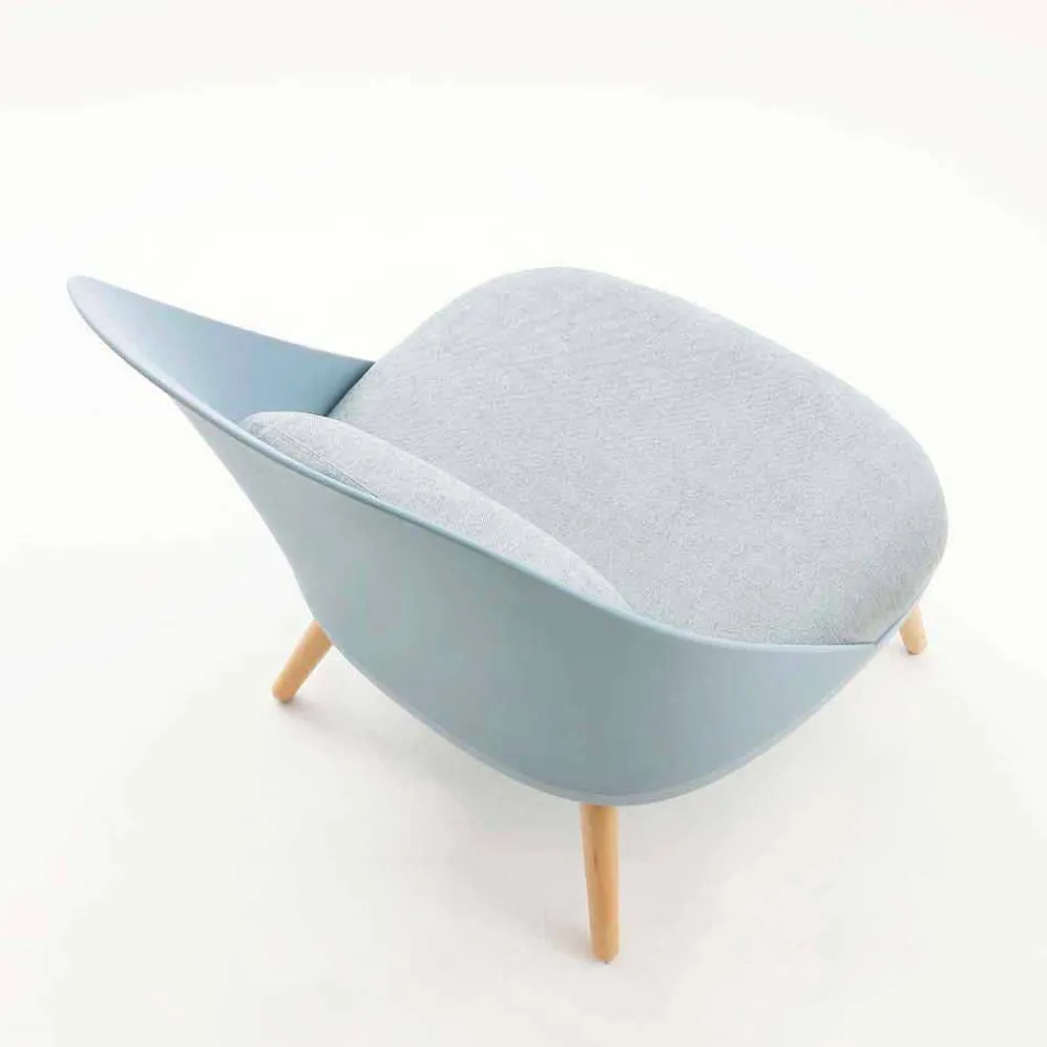 Křeslo ze dřeva, textilií a moderního polypropylenu vyrobené v Itálii v Perugii Viadurini